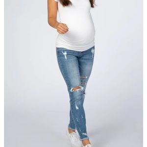 Pink blush maternity jeans